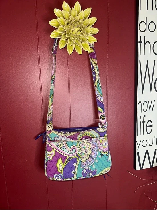 Vera Bradley Purple Paisley Quilted Crossbody - Picture 3 of 6